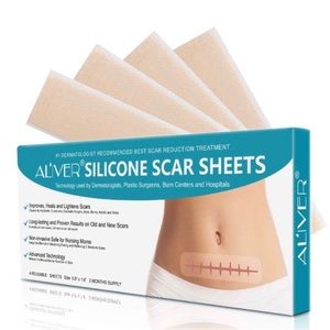 Aliver 4 Reusable Scar Removal Sheet, Silicone Professional Scar Tape 5.9"×1.6"